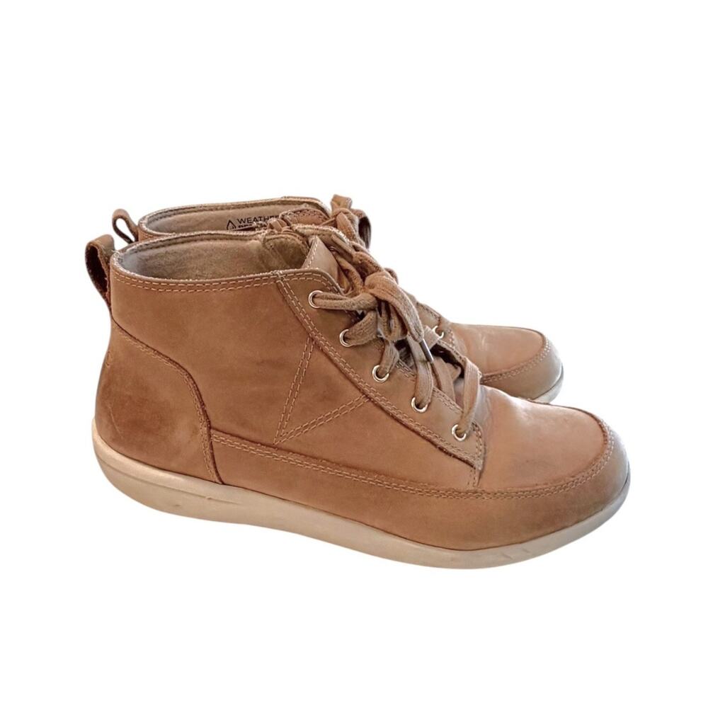 Vionic Shawna Leather Ankle Boot Women's 8.5 Tan Wheat Comfort Weather Resistant